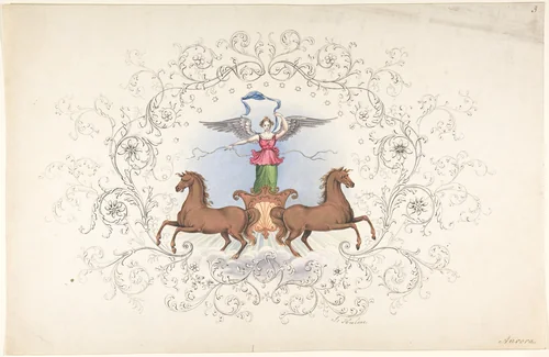 Design for Panel Decoration by J. Hulme, drawing, 1828-1840