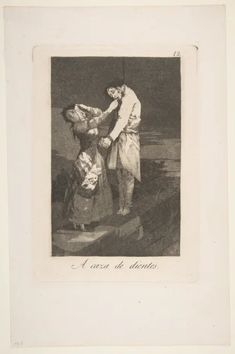 Out hunting for teeth (A caza des dientes), plate 12 from "Los Caprichos" by Goya, print, 1799