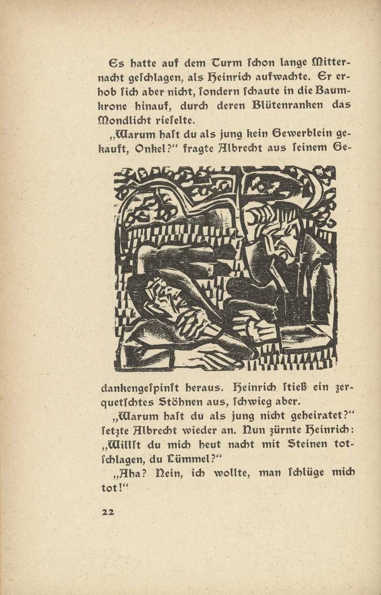 Briggel: Under the Vine (Der Briggel: Unter dem Rebstock) (in-text plate, page 22) from Neben der Heerstrasse (Off the Main Road) by Ernst Ludwig Kirchner, illustrated book, 1923