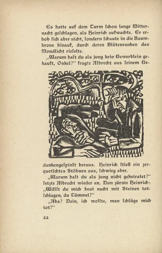 Briggel: Under the Vine (Der Briggel: Unter dem Rebstock) (in-text plate, page 22) from Neben der Heerstrasse (Off the Main Road) by Ernst Ludwig Kirchner, illustrated book, 1923