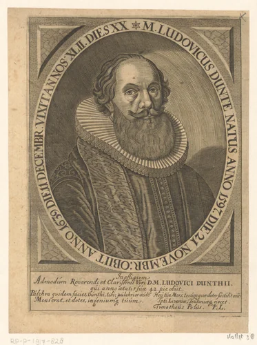 Portret van Ludovicus Dunte op 42-jarige leeftijd by Johann Koch, print, 1640