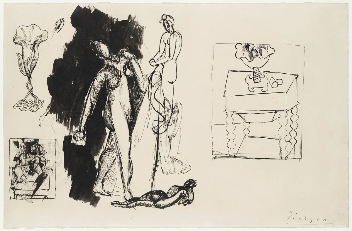 Sheet of Studies by Pablo Picasso, drawing, 1908
