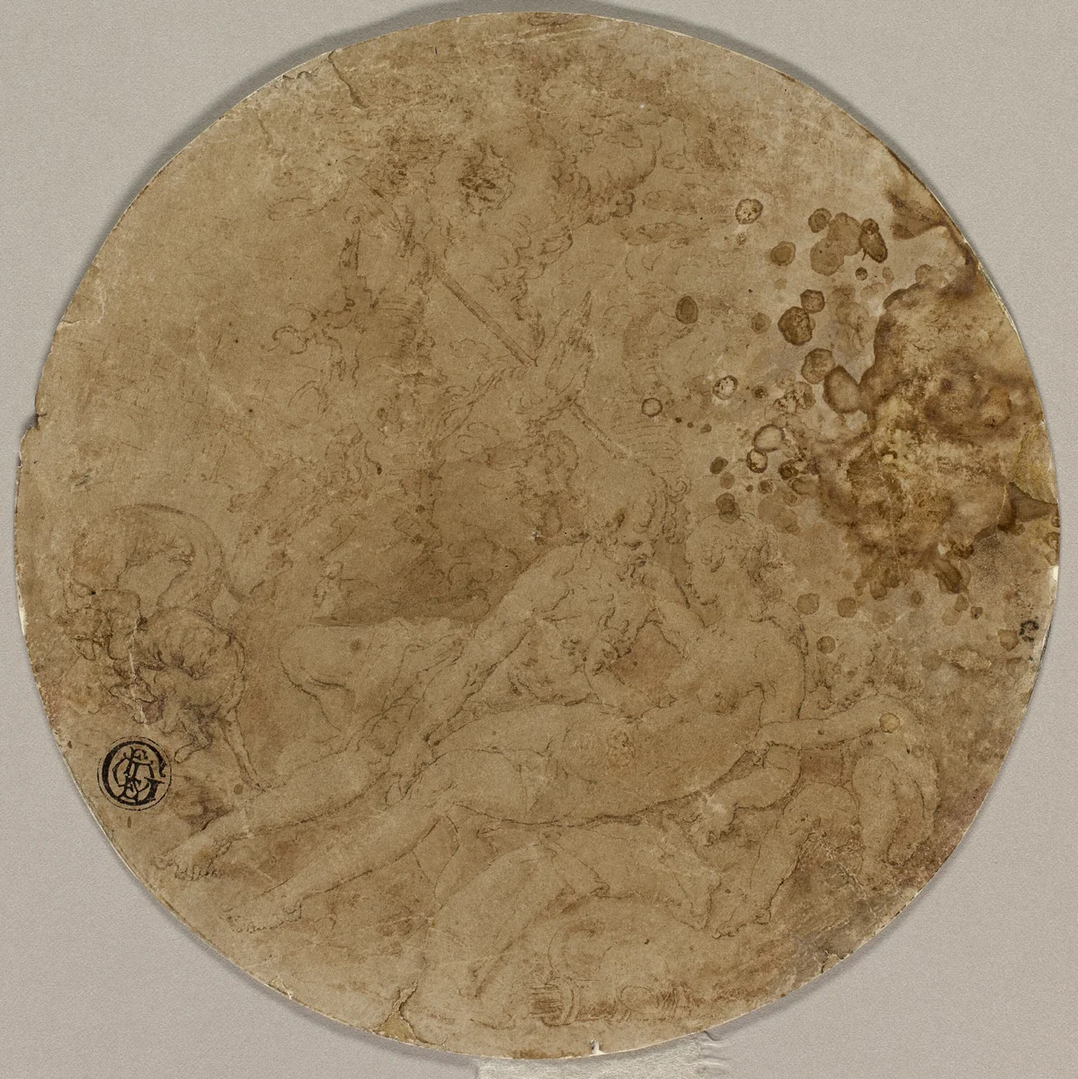 Venus and Adonis by Joachim Antonisz. Wtewael, drawing, 1550-1599