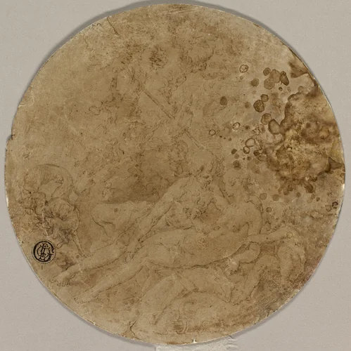 Venus and Adonis by Joachim Antonisz. Wtewael, drawing, 1550-1599