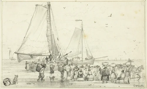 The Catch Coming In by Edward William Cooke, drawing, 1831-1880