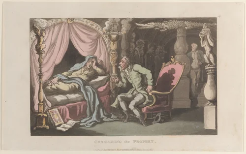 Consulting the Prophet, from "Journal of Sentimental Travels in the Southern Provinces of France, Shortly Before the Revolution" by Thomas Rowlandson, print, 1821
