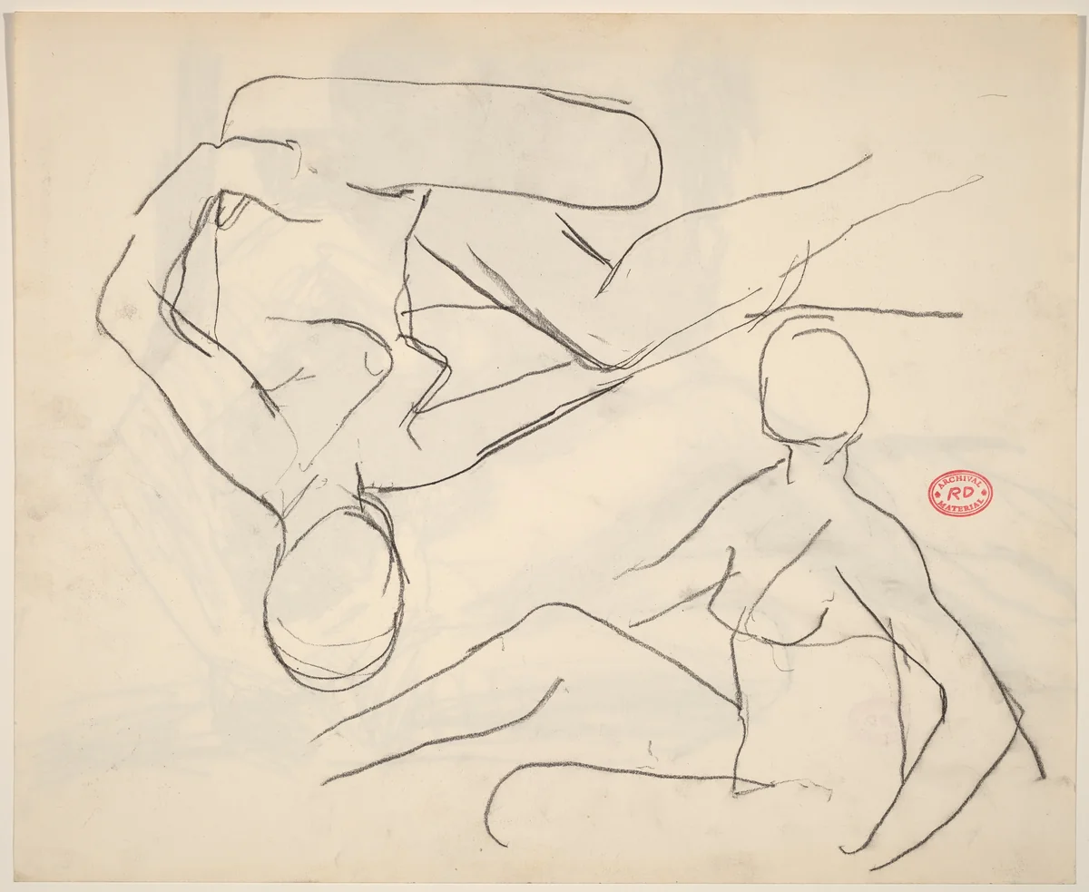 Untitled [studies of a seated female nude] by Richard Diebenkorn, drawing, 1955-1967
