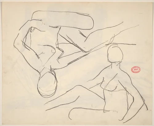 Untitled [studies of a seated female nude] by Richard Diebenkorn, drawing, 1955-1967