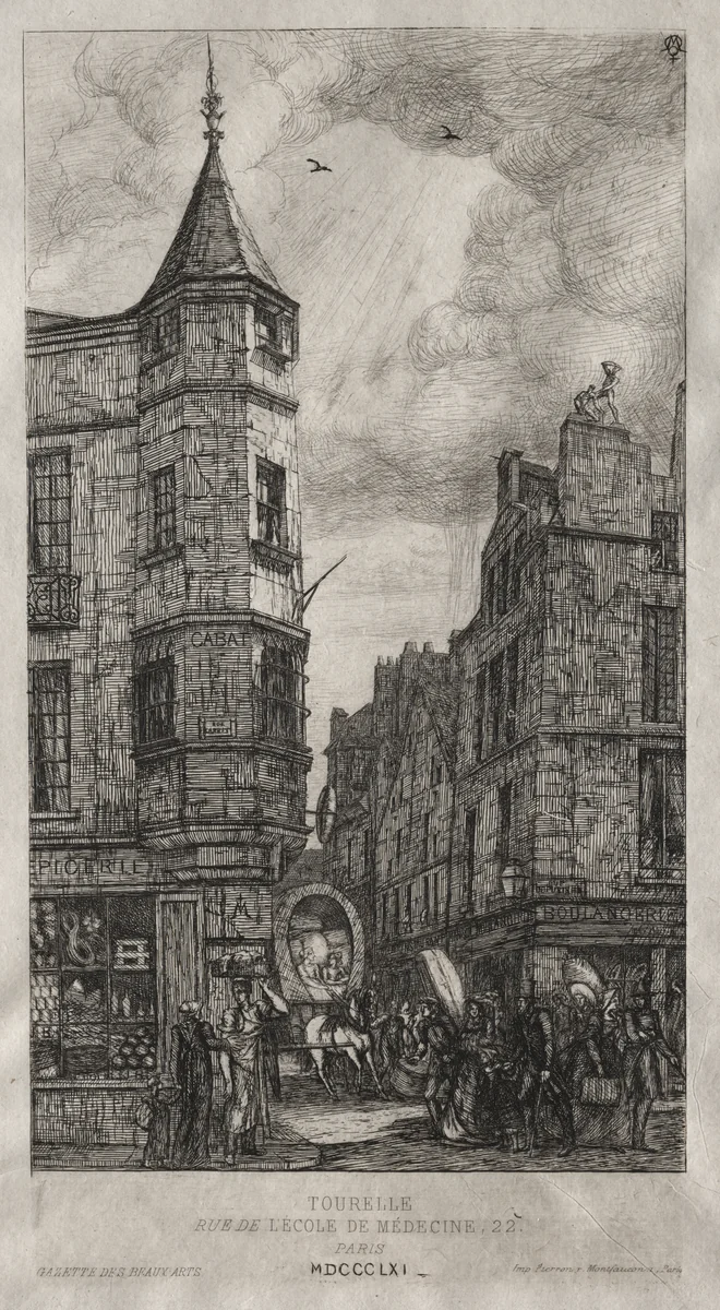 House with a Turret, No. 22 Street of the School of Medicine by Charles Meryon, print, 1861