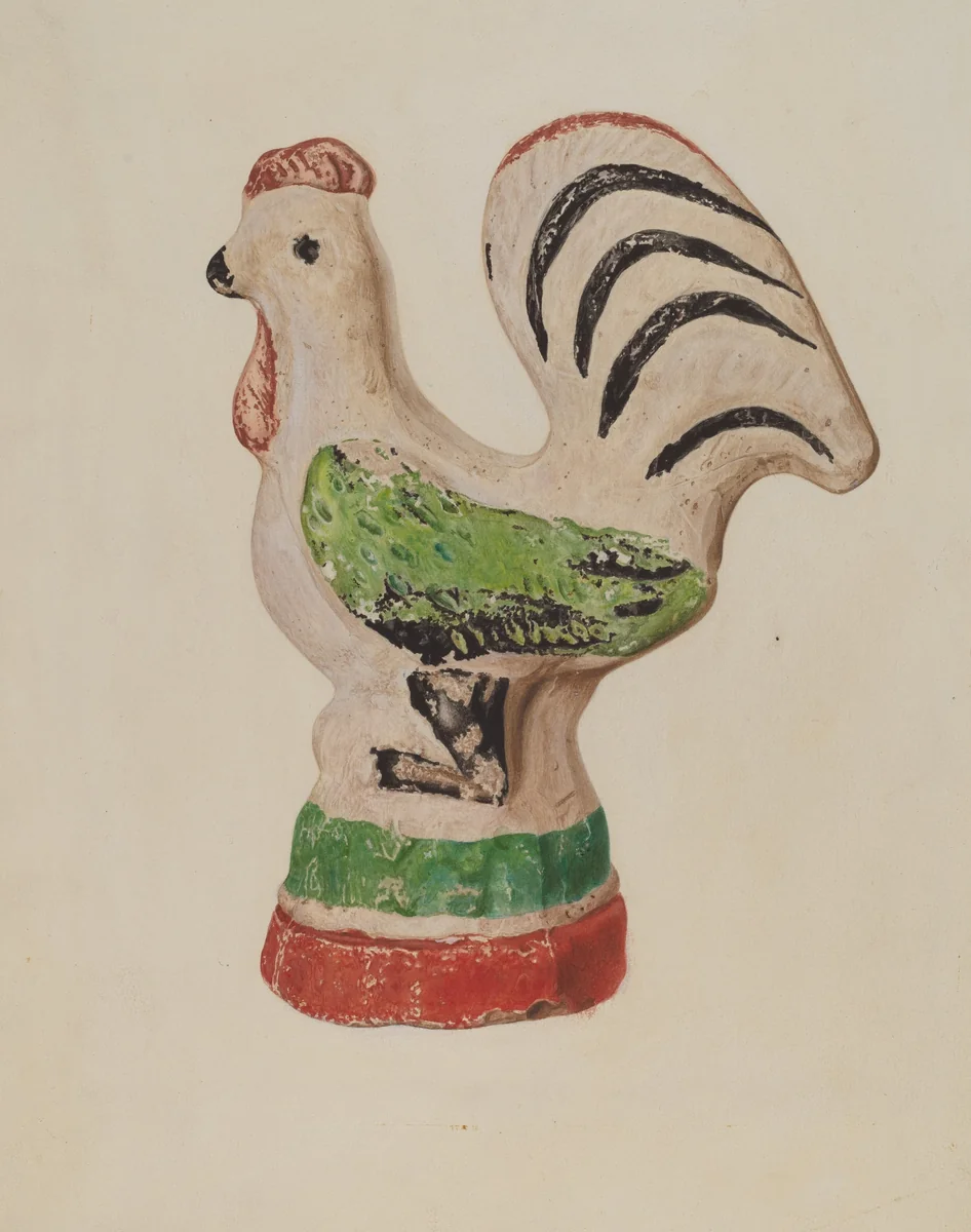 Chalkware Rooster by Betty Fuerst, index of american design, 1940