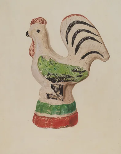 Chalkware Rooster by Betty Fuerst, index of american design, 1940