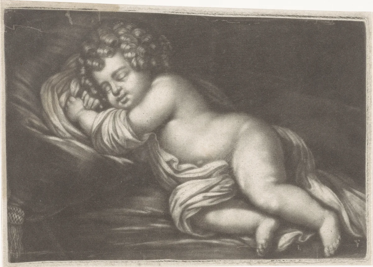 Slapende Amor by anonymous, print, 1660-1800