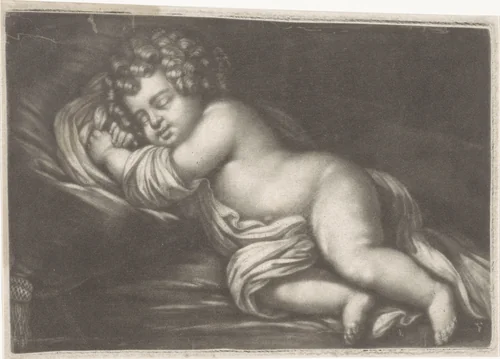 Slapende Amor by anonymous, print, 1660-1800