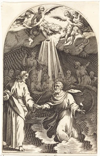 Christ Walking on the Water [first plate] by Jacques Callot, print, 1608-1611