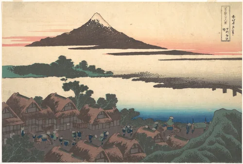 Dawn at Isawa in Kai Province (Kōshū Isawa no akatsuki), from the series Thirty-six Views of Mount Fuji (Fugaku sanjūrokkei) by Katsushika Hokusai (葛飾 北斎), print, 1820-1842
