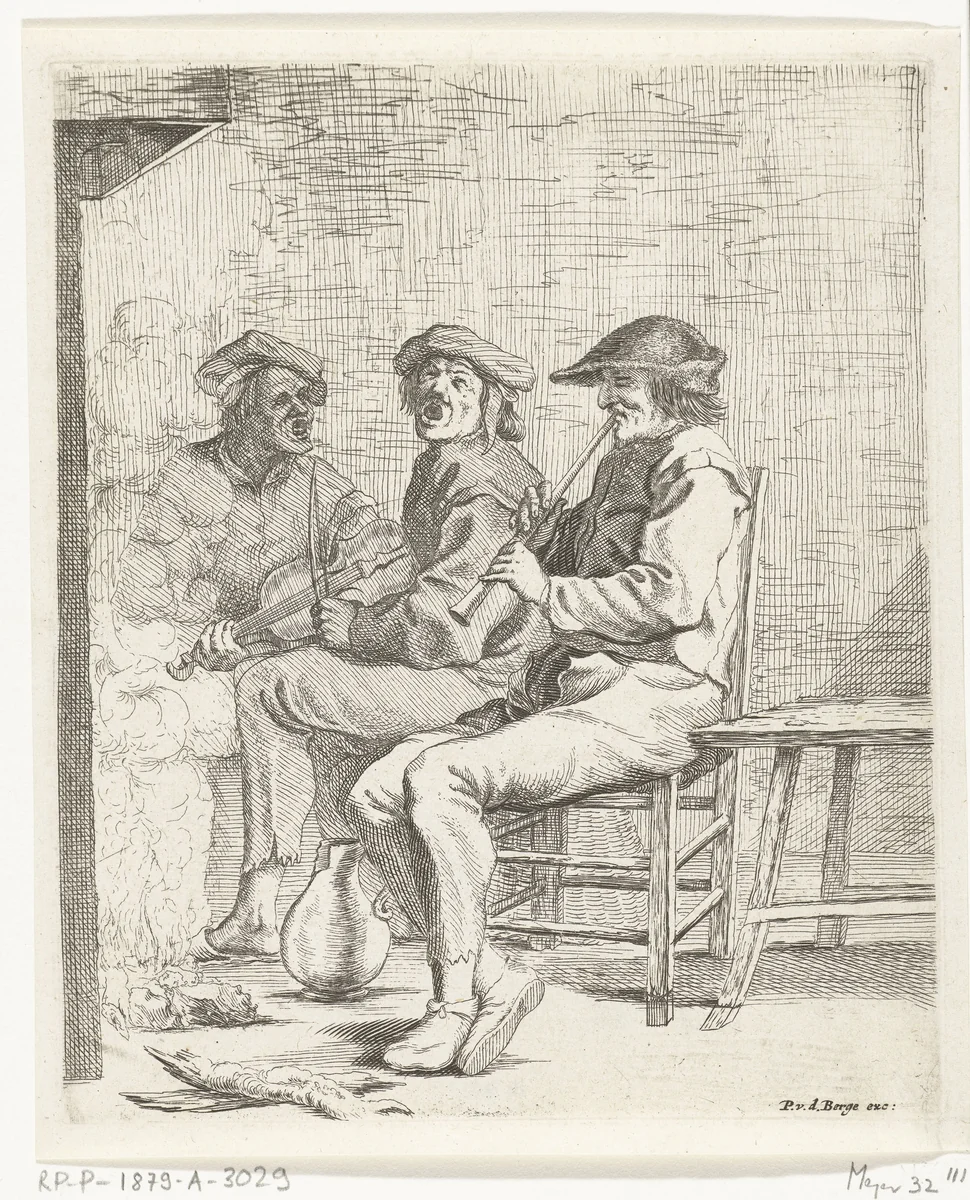 Drie musicerende mannen by Willem Basse, print, 1633-1672
