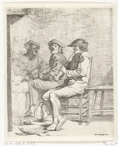 Drie musicerende mannen by Willem Basse, print, 1633-1672