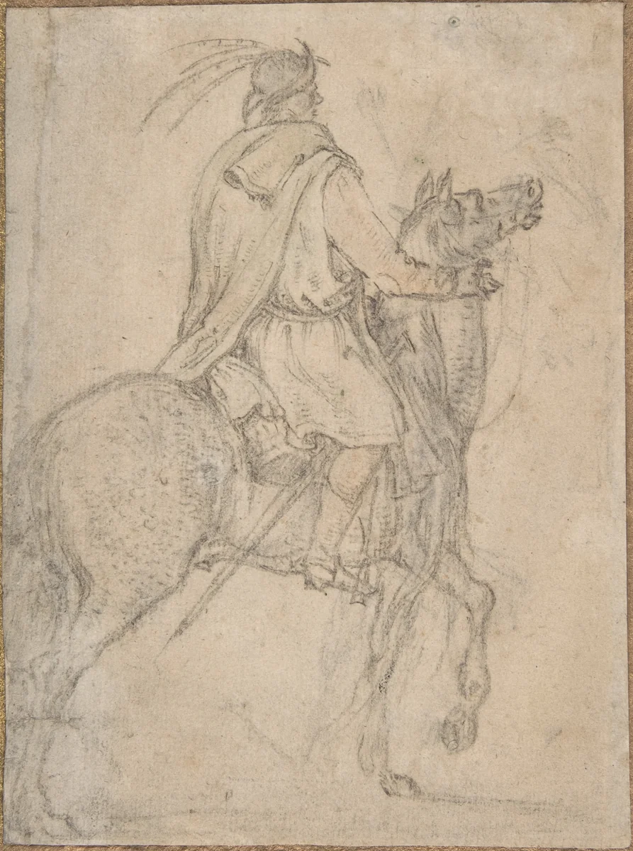 A Hungarian Horseman by Roelandt Savery, drawing, 1590-1639