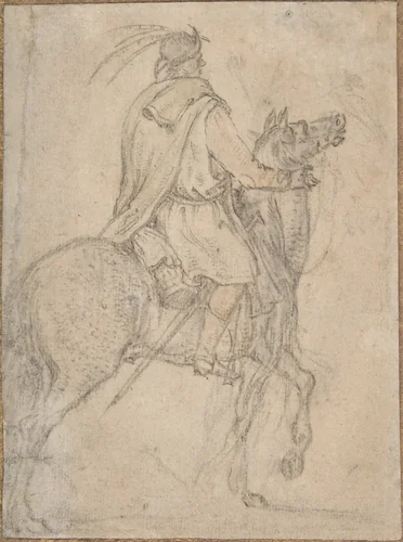 A Hungarian Horseman by Roelandt Savery, drawing, 1590-1639
