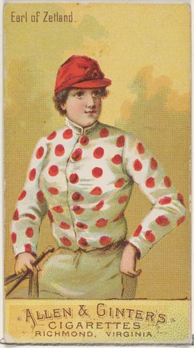 Earl of Zetland, from the Racing Colors of the World series (N22b) for Allen & Ginter Cigarettes by Allen & Ginter, print, 1888
