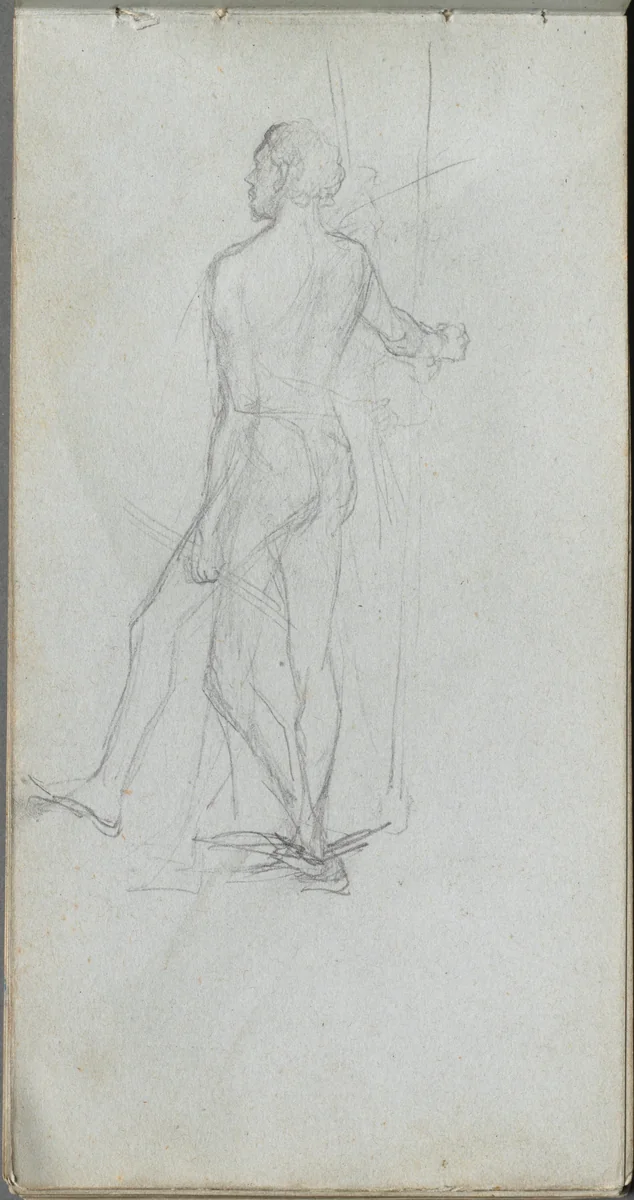 Sketchbook, page 60: Nude Male Study by Ernest Meissonier, book, 1860-1869