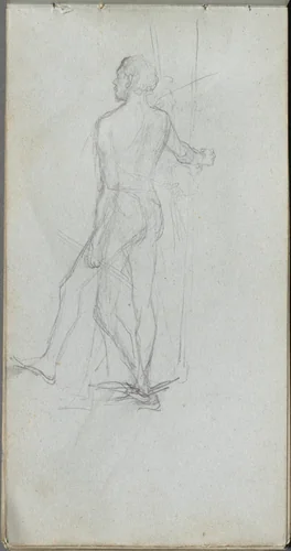 Sketchbook, page 60: Nude Male Study by Ernest Meissonier, book, 1860-1869