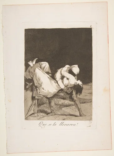 Plate 8 from "Los Caprichos": They carried her off! (Que se la llevaron!) by Goya, print, 1799