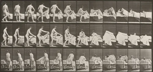 Plate Number 263. Getting into bed by Eadweard Muybridge, photograph, 1887