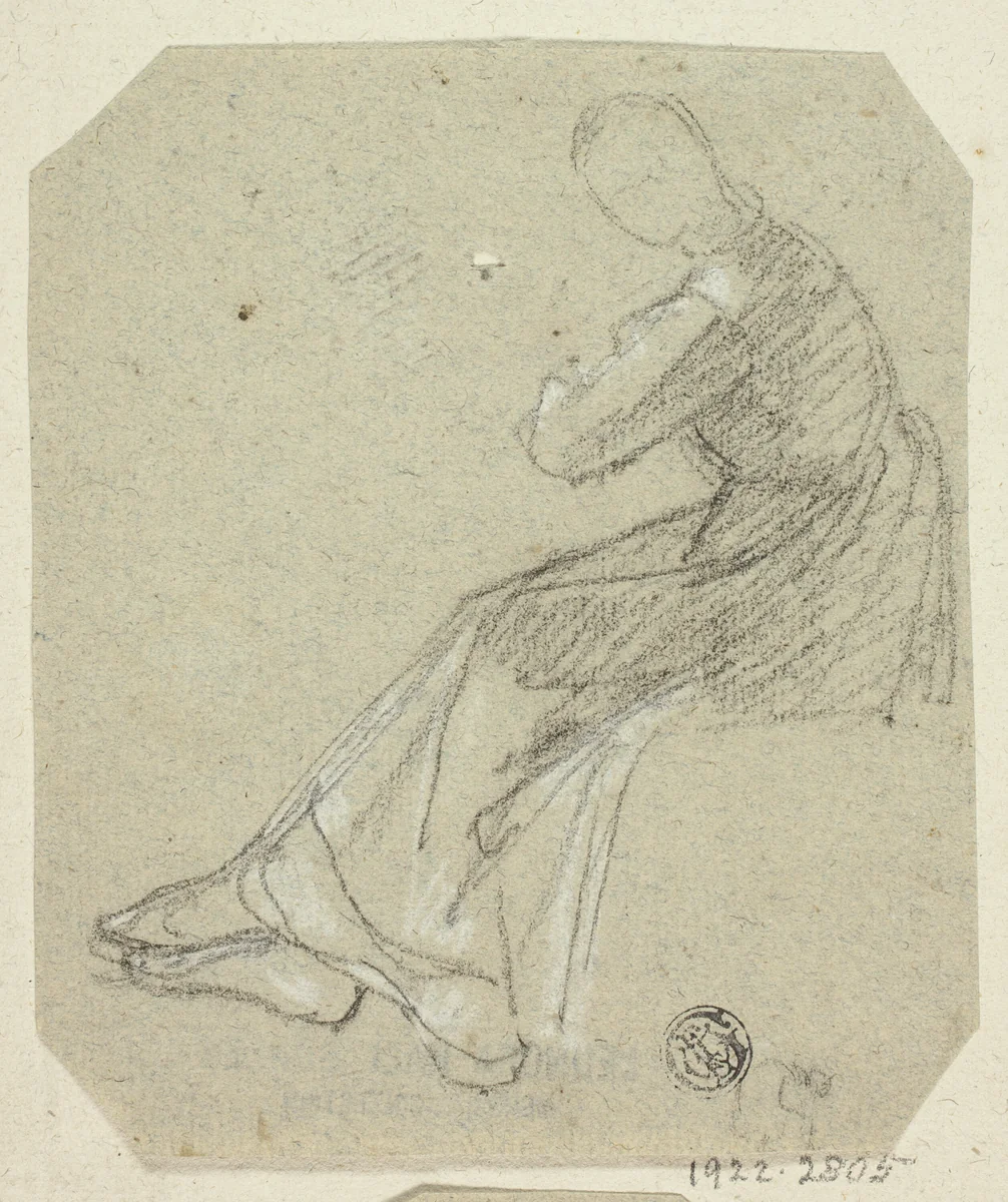 Seated Woman in Profile by Unknown Artist, drawing, 1800-1899