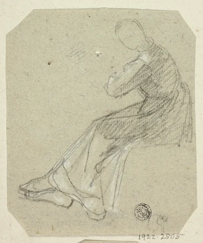 Seated Woman in Profile by Unknown Artist, drawing, 1800-1899
