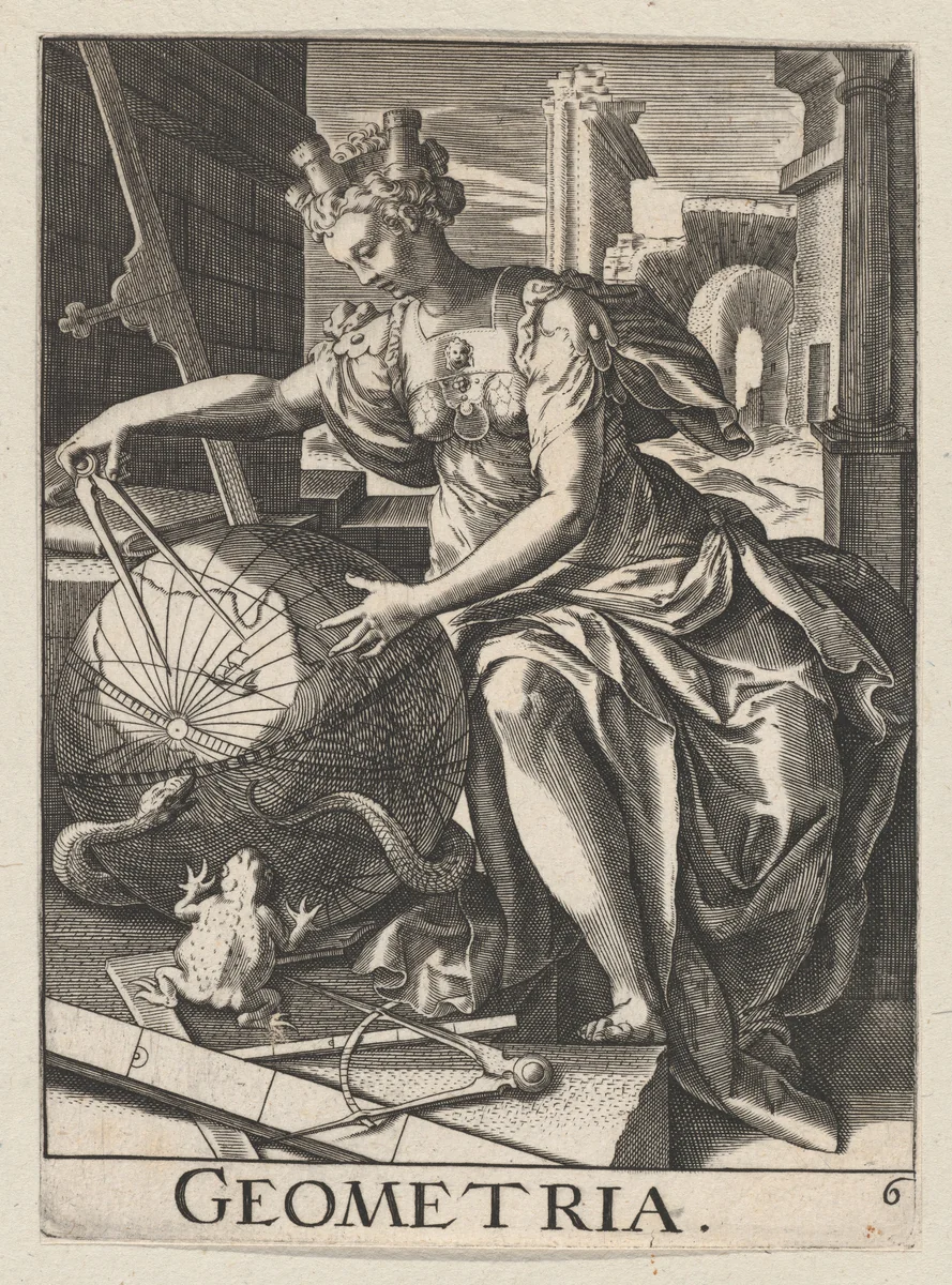 Geometria, plate 6 from "The Seven Liberal Arts" by Paulus Fürst, print, 1623-1666