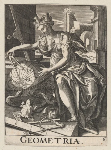 Geometria, plate 6 from "The Seven Liberal Arts" by Paulus Fürst, print, 1623-1666