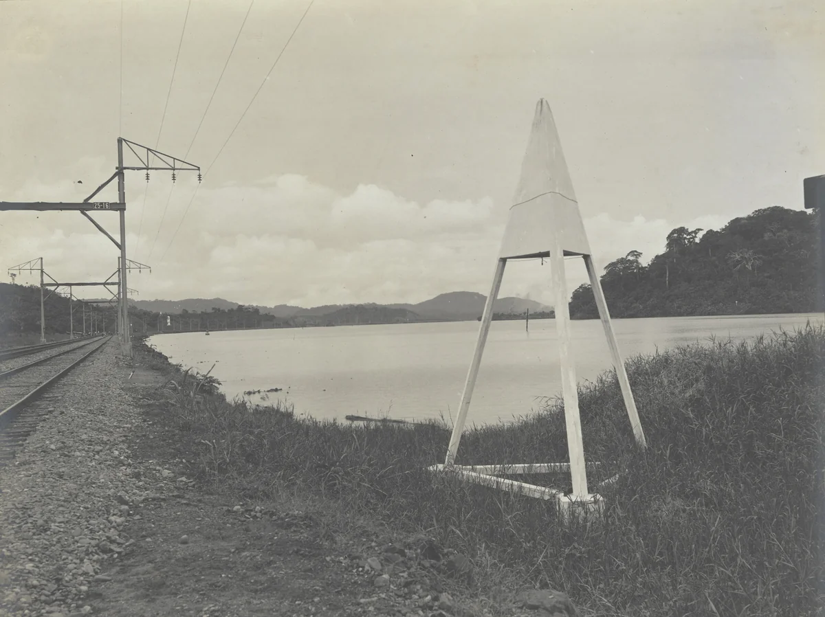 Aids to Navigation. Concrete target. East shore near Caimito. Looking south by Unidentified Photographer, photograph, 1915