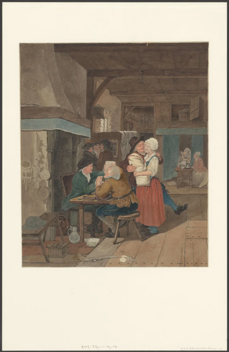 Kraamkamer in boerenwoning by anonymous, drawing, 1700-1799