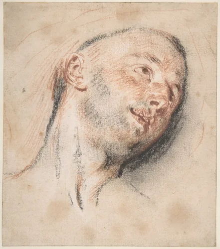 Head of a Man by Antoine Watteau, drawing, 1710-1721
