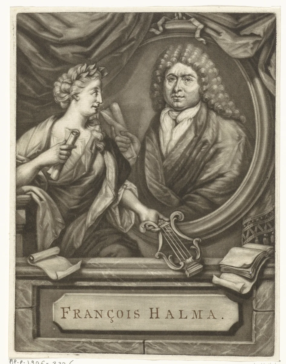 Portret van François Halma by Arnoud van Halen, print, 1673-1732