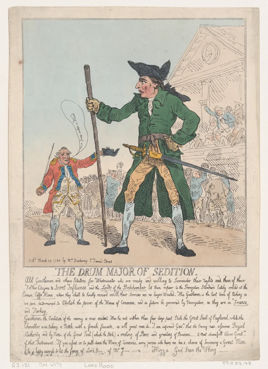 The Drum Major of Sedition by Thomas Rowlandson, print, 1784