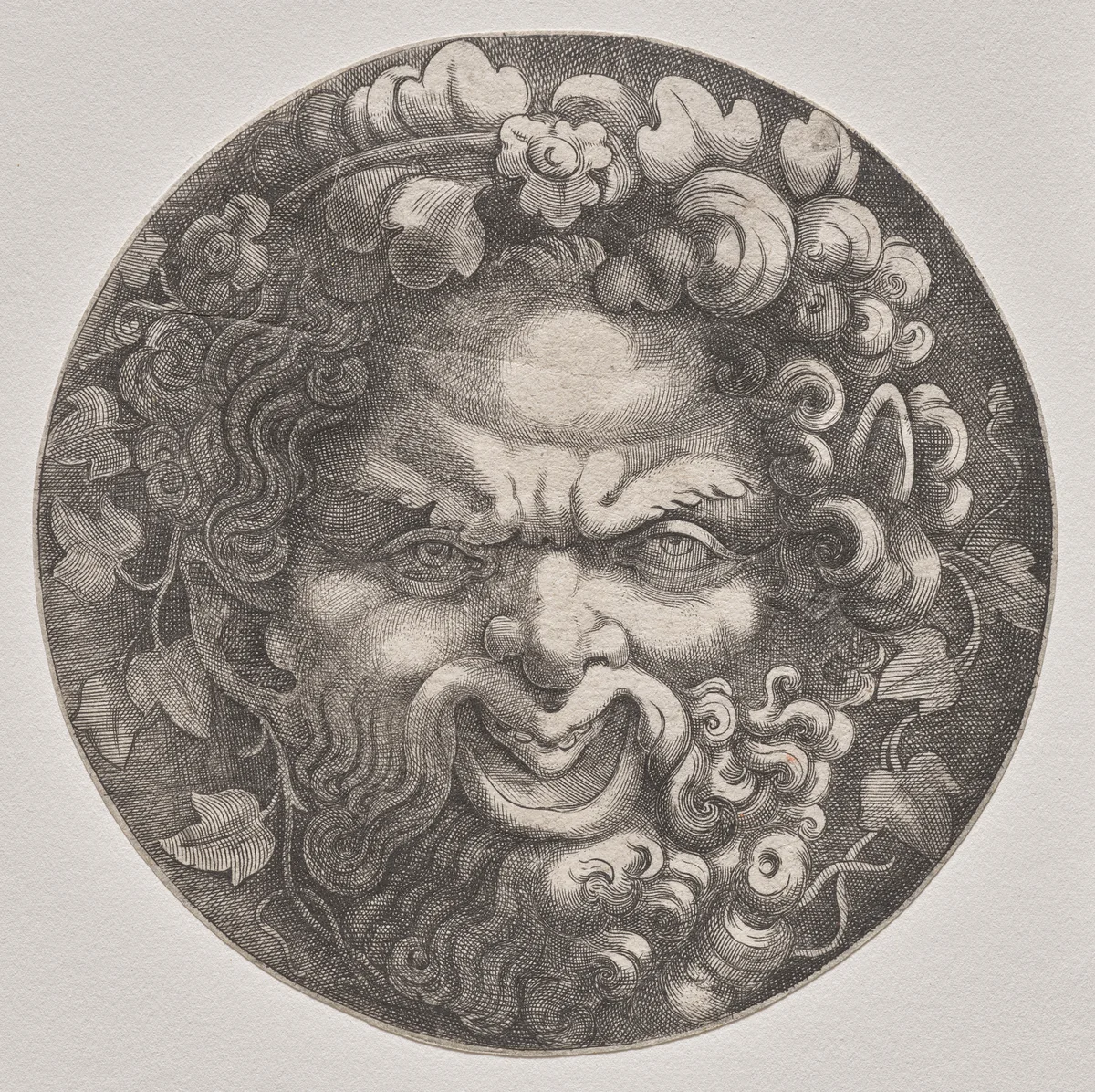 Head of Silenus by Adamo Scultori, print, 1542-1592
