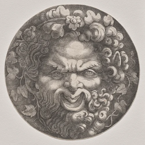 Head of Silenus by Adamo Scultori, print, 1542-1592