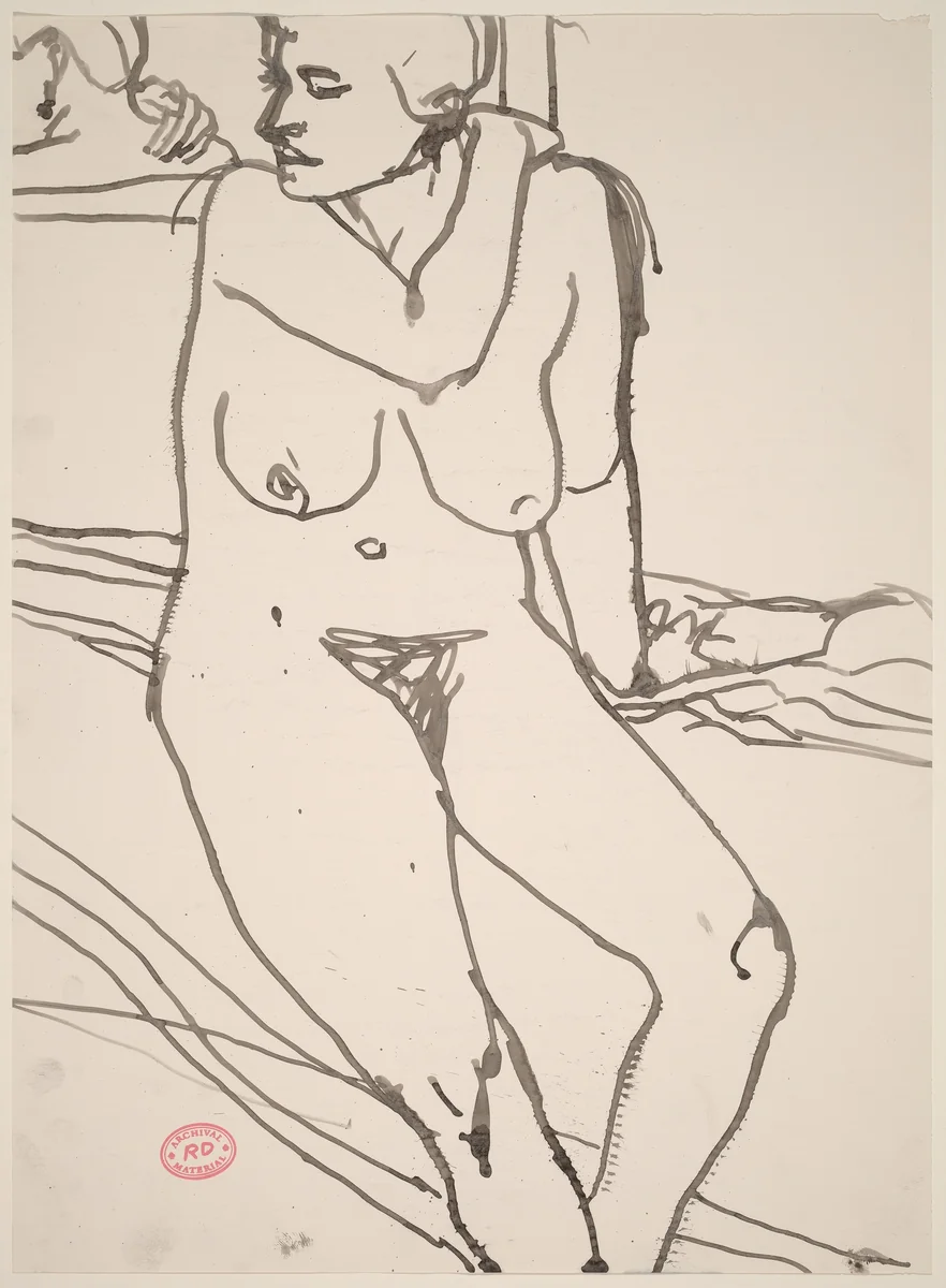 Untitled [woman reclining in undergarments] by Richard Diebenkorn, drawing, 1955-1967