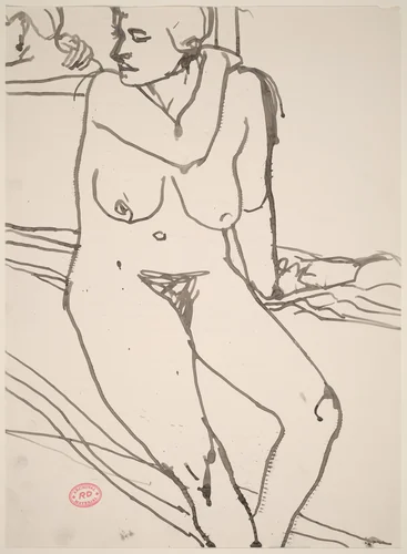 Untitled [woman reclining in undergarments] by Richard Diebenkorn, drawing, 1955-1967