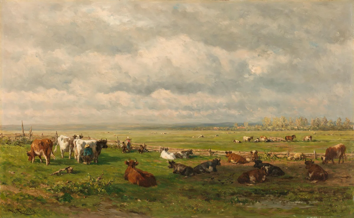 Meadow Landscape with Cattle by Willem Roelofs, painting, 1880