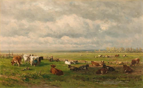 Meadow Landscape with Cattle by Willem Roelofs, painting, 1880