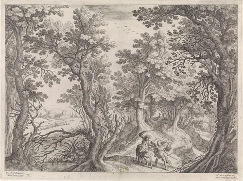 Bileam en de ezel by Unknown, print, 1594-1635