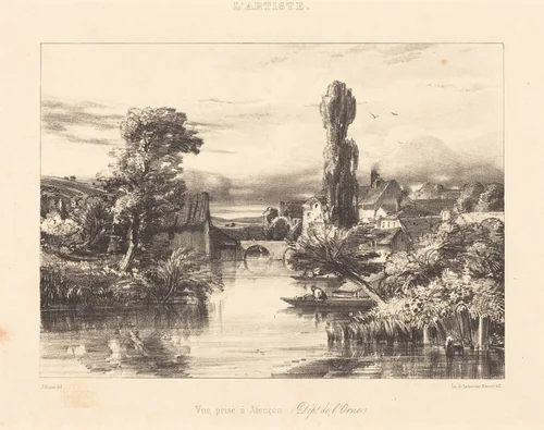 View at Alençon (Vue prise à Alençon) by Jules Dupré, print, 1839