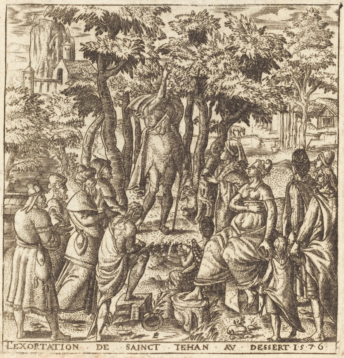 The Preaching of John the Baptist in the Wilderness by Léonard Gaultier, print, 1576-1580