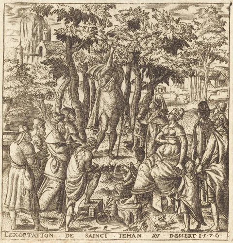The Preaching of John the Baptist in the Wilderness by Léonard Gaultier, print, 1576-1580