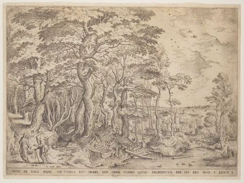 Landscape with Christ by Hieronymus Cock, print, 1555