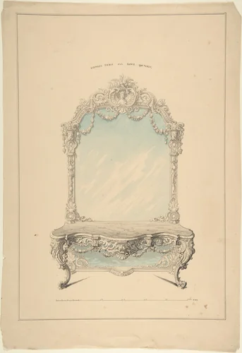 Design for Console Table by Robert William Hume, drawing, 1850-1904