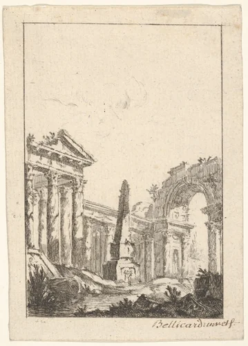 Architectural Capriccio, from "Vues de Rome" by Jérôme Charles Bellicard, print, 1745-1780